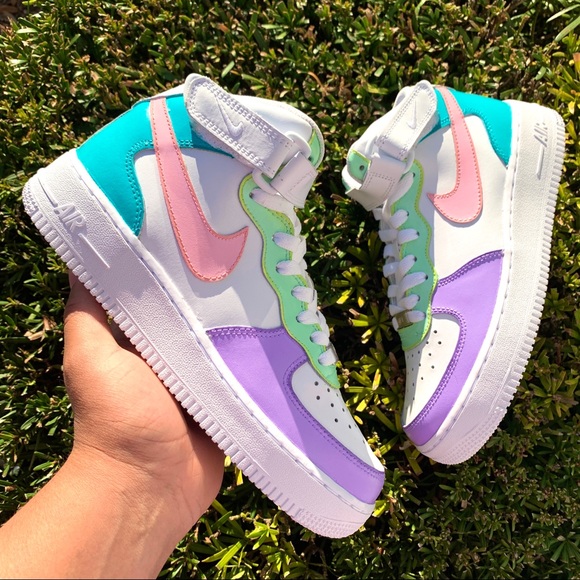 Nike | Shoes | Nike Custom Air Force Mid Pastel Colors Nwt | Poshmark